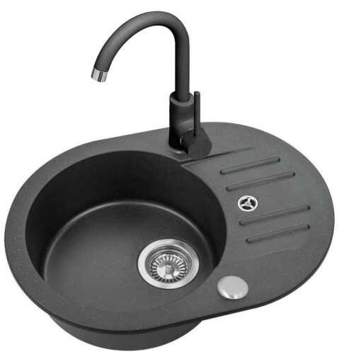 Dřez Danton 40 420x580 Černá + bateria + sifon ALVEUS