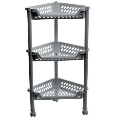 Regál rohový na kolečkách - 3 poličky BAUMAX