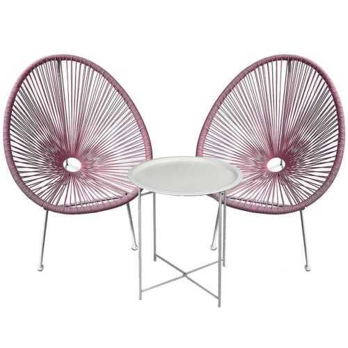 Sada skládací stůl bílá +2 židle Ibiza růžová BAUMAX