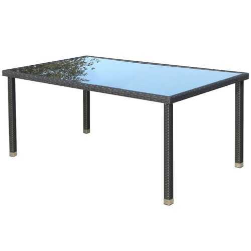 Skleněný stůl ratan 150x90x70cm černá BAUMAX