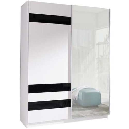 Skříň Se Zrcadlem Batumi 7 150cm Bílý/černá BAUMAX