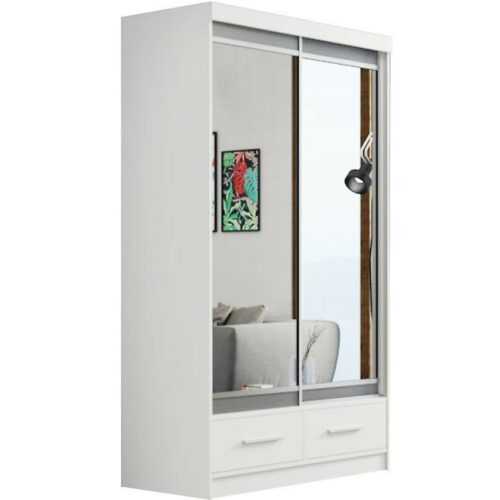 Skříň Se Zrcadlem Margo 120cm Dub Bílý Mat/Šedá BAUMAX