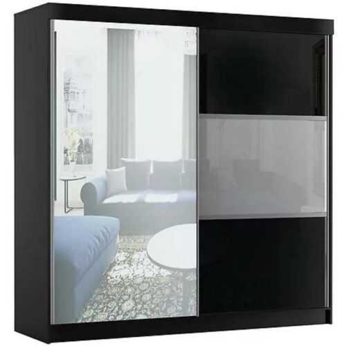 Skříň se zrcadlem Rumba 200 Černá Lesk BAUMAX
