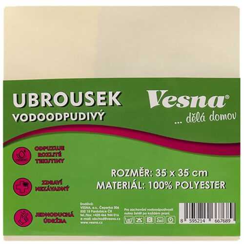 Ubrousek 35x35 vodoodpudivá úprava smetanová VESNA