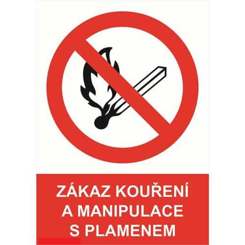 Zákaz kouření a manipulace s plamenem 210x148mm BAUMAX