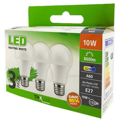 Žárovky LED (3-PACK) A60 10W E27 4200K BAUMAX