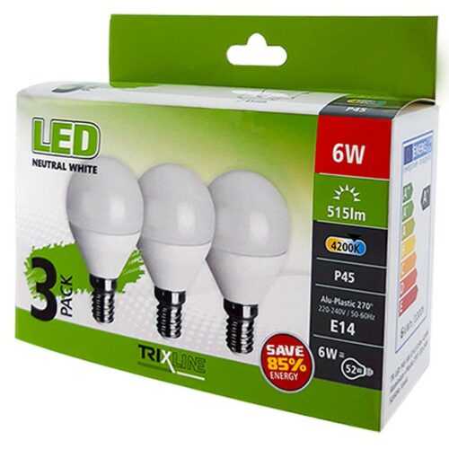 Žárovky LED (3-PACK) P45 6W E14 4200K BAUMAX