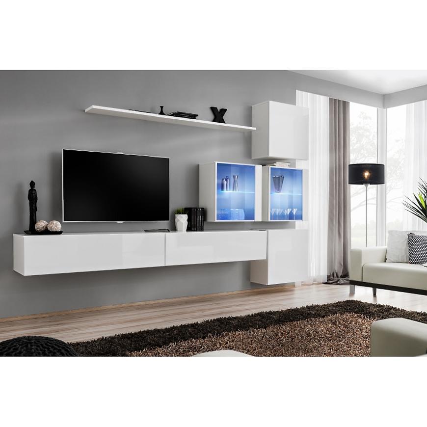Obývací Stěna Switch XIX Sklo + LED Bílý Baumax