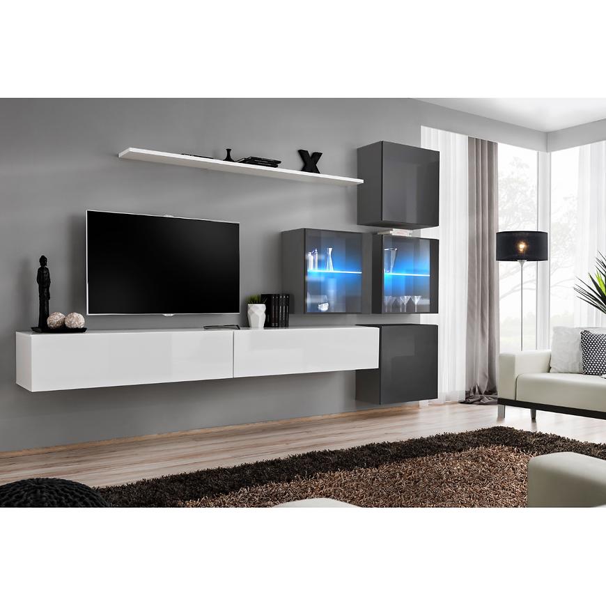 Obývací Stěna Switch XIX Sklo + LED Bílý/Grafit Baumax