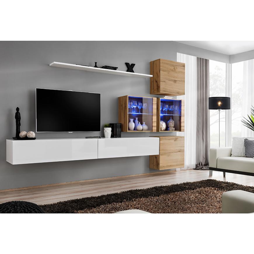 Obývací Stěna Switch XIX Sklo + LED Bílý/Wotan Baumax