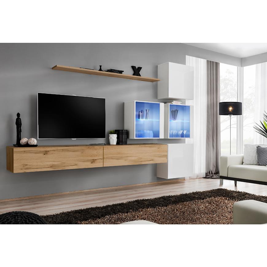 Obývací Stěna Switch XIX Sklo + LED Wotan/Bílý Baumax