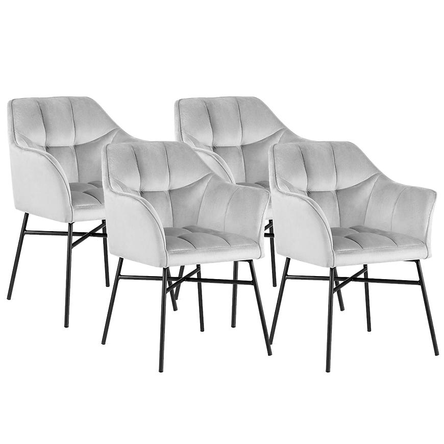 Židle Rimini Velvet - stříbrný/ Noha Černá - 4 ks Baumax