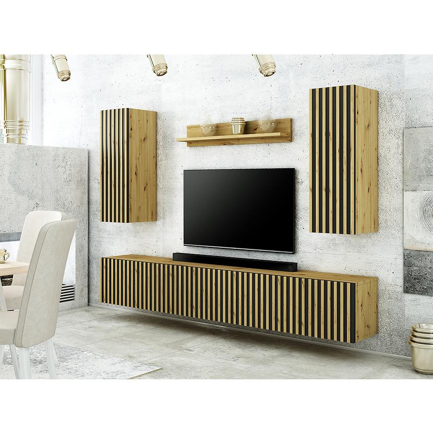 Obývací Stěna Trend Lamele Ust1 Dub Artisan / Černá Baumax