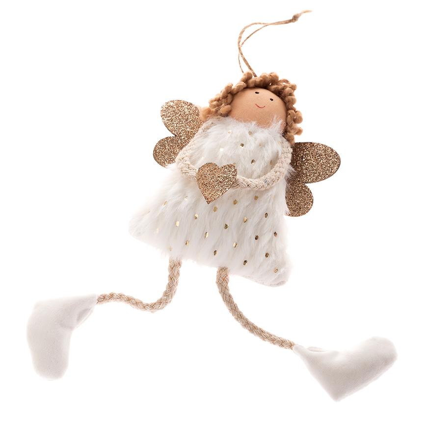 Textilní závěsný anděl – bílý fc361