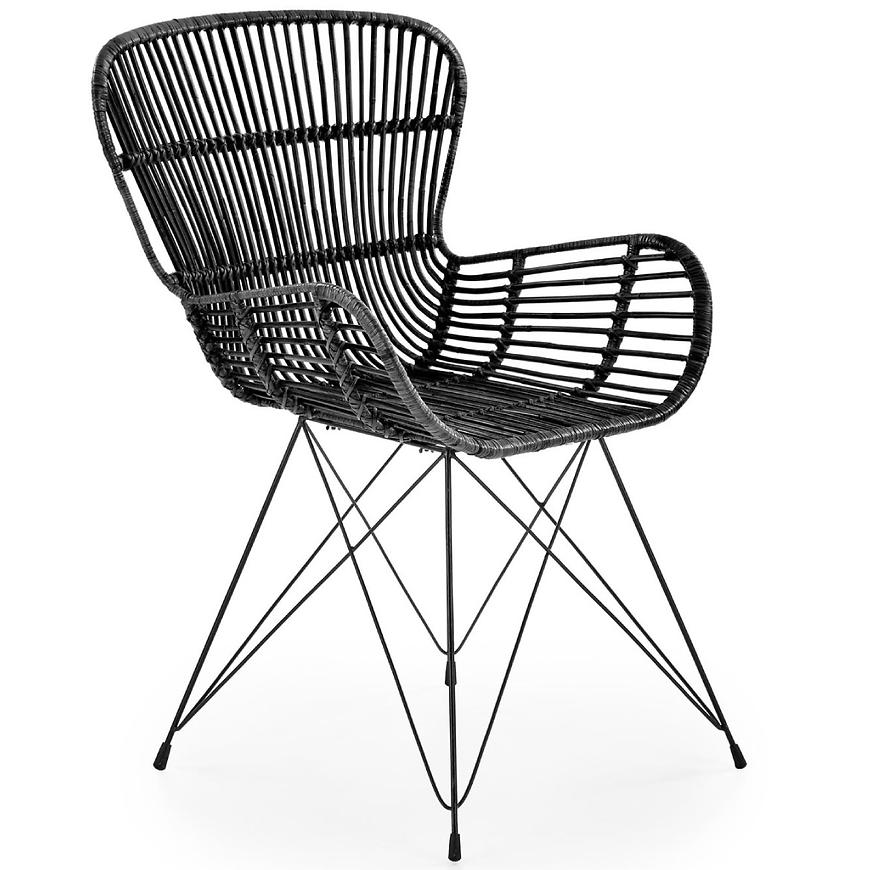 Židle K335 ratan/kov černá Baumax