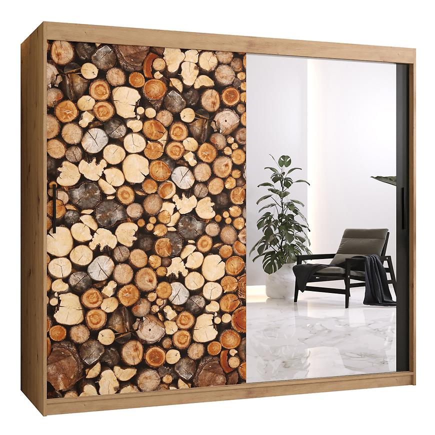 Skříň COUNTRY 2 200 dub ARTISAN/zrcadlo Baumax