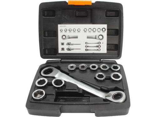 EXTOL PREMIUM 8816101 klíč ráčnový tvarovaný se sadou vložek 8-19mm 11ks CrV
