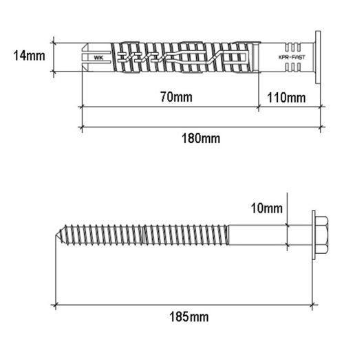Rozpěrná hmoždinka KPR-FAST-14x180K Baumax
