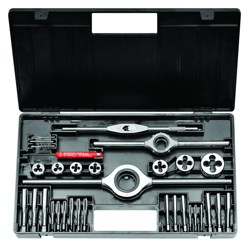 BUČOVICE TOOLS NAREX Bučovice kazeta M1-II LEVÉ HSS LH (M3-M12) sadové závitníky + očka 350120