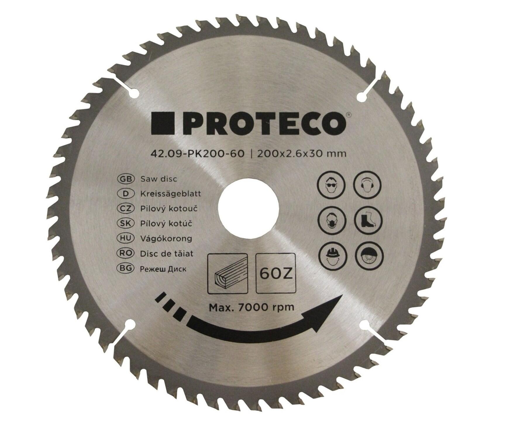 PROTECO 09-PK200-60 kotouč pilový SK 200x2.6x30 60z + redukce 30/20 mm PROTECO