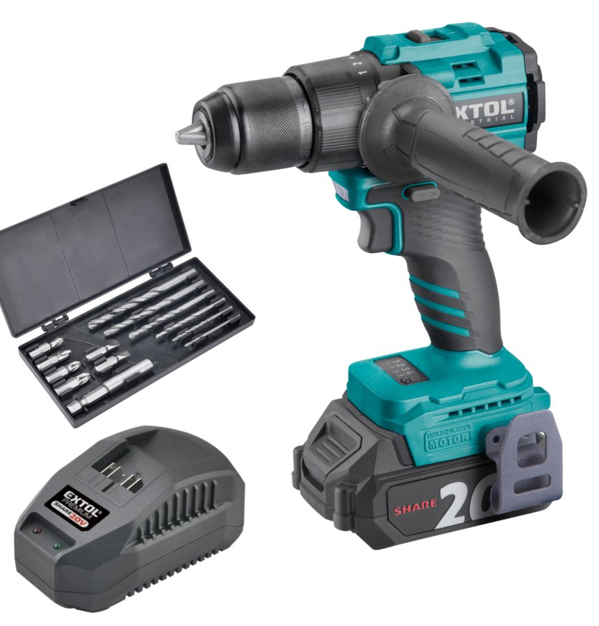 EXTOL INDUSTRIAL 8791806 příklepová aku vrtačka SHARE20V LiIon 1x 2Ah