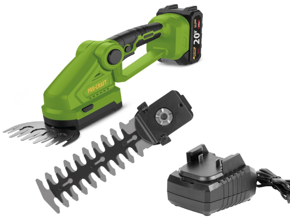 PROCRAFT PGH2100 zahradní aku nůžky na trávu a keře LiIon 20V 2Ah