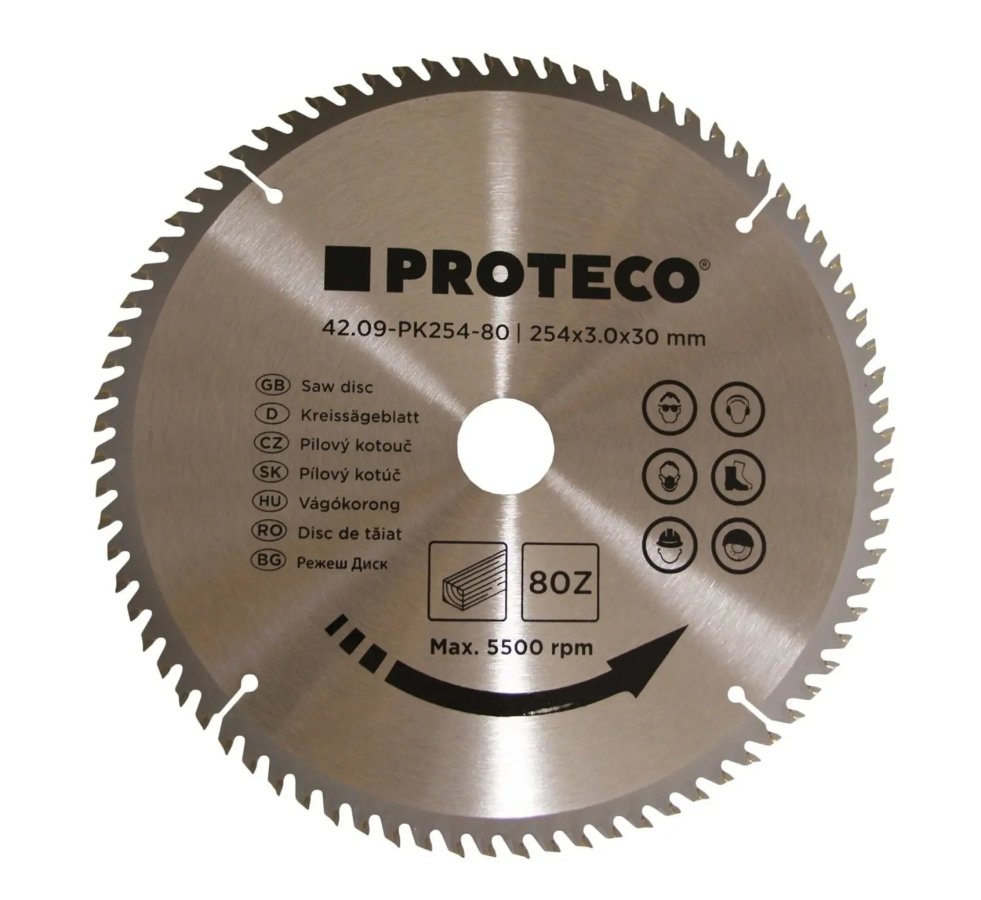 PROTECO 42.09-PK254-80 kotouč pilový 254 x 30 x 3mm 80z SK + redukce 30/20 mm